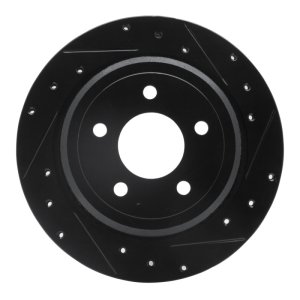 Ford Crown Victoria Brake Rotor (1) - Rear Right - R1 Concepts - Drilled & Slotted - Black - `03-`11